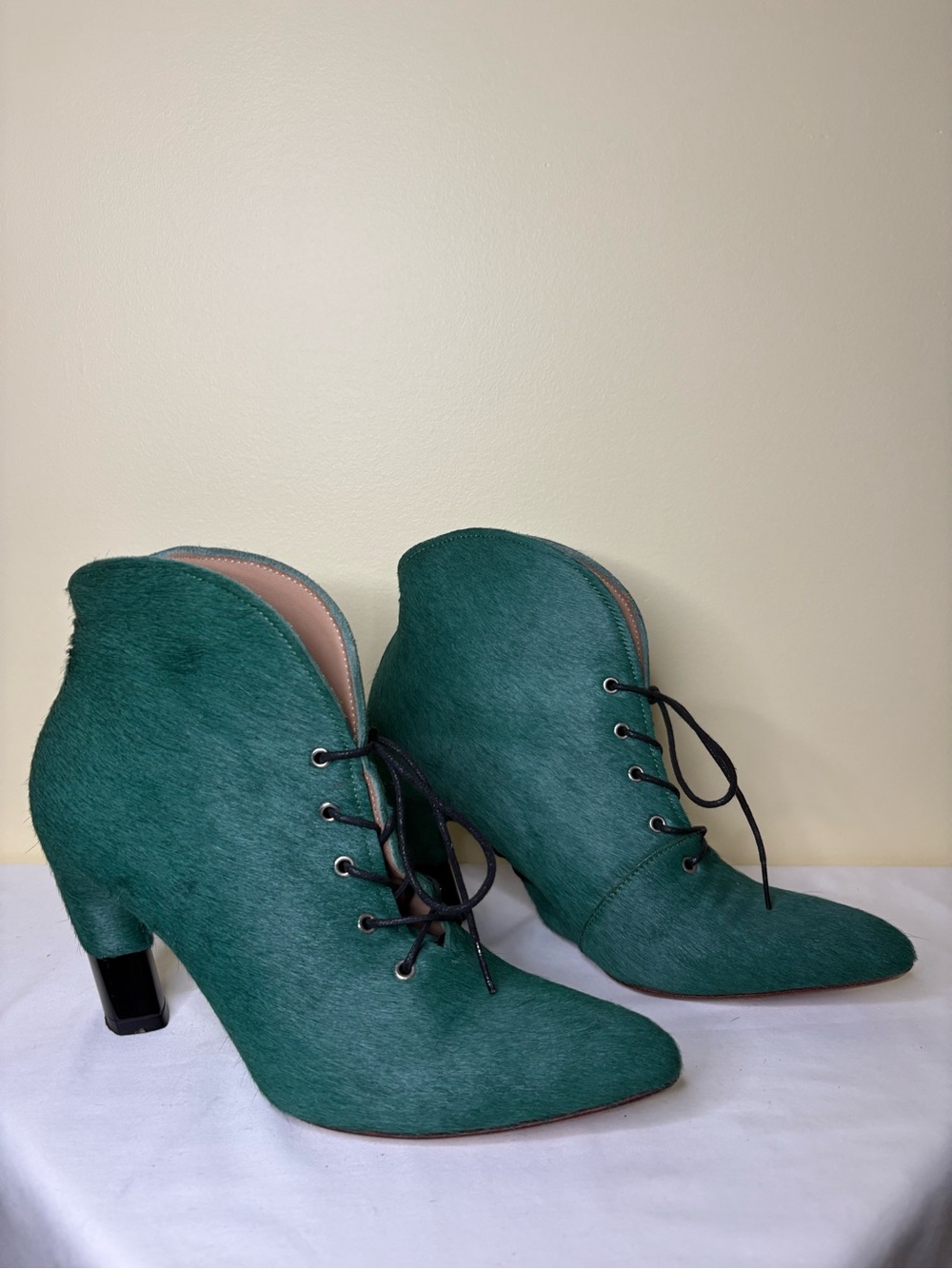 John Fluevog Teal Green Lace-Up Ankle Boots Size 8